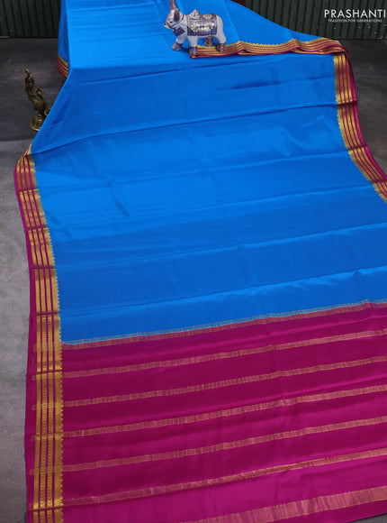 Cs Blue & Pink Pure Mysore Silk Saree