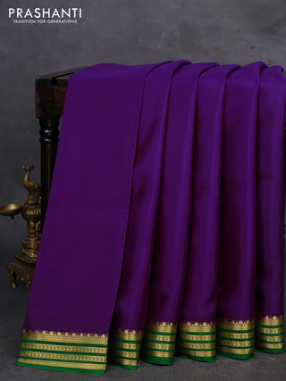 Purple & Green Pure Mysore Silk Saree