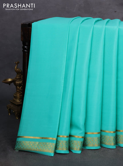 Teal Pure Mysore Silk Saree