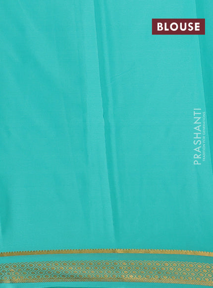 Teal Pure Mysore Silk Saree