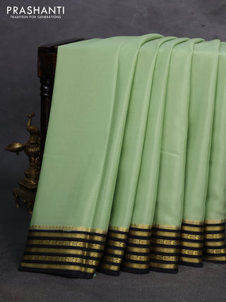 Pista Green & Black Pure Mysore Silk Saree