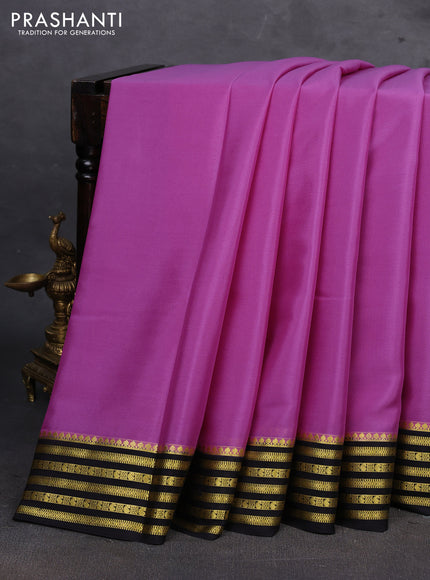 Pink & Black Pure Mysore Silk Saree