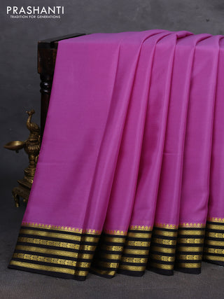 Pink & Black Pure Mysore Silk Saree