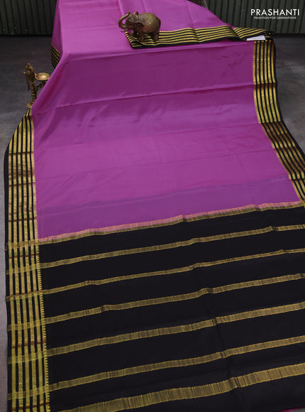 Pink & Black Pure Mysore Silk Saree