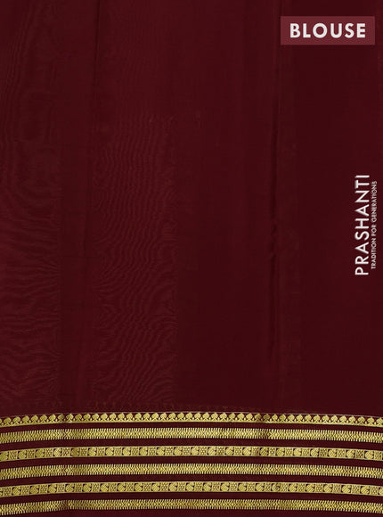 Sandal & Maroon Pure Mysore Silk Saree