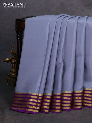 Grey & Purple Pure Mysore Silk Saree