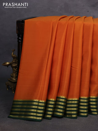 Mustard Yellow & Bottle Green Pure Mysore Silk Saree