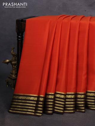 Orange & Coffee Brown Pure Mysore Silk Saree