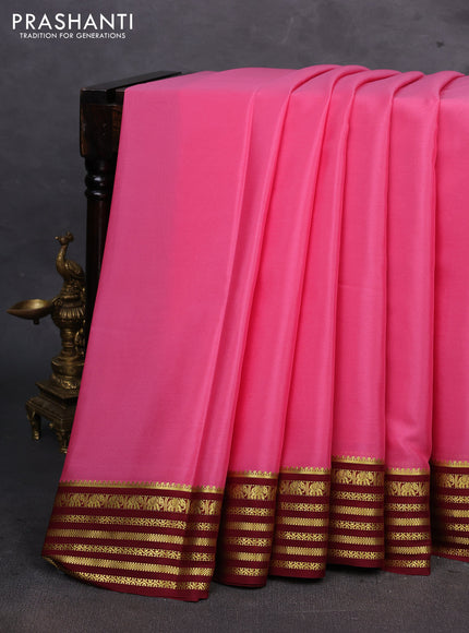 Pink & Maroon Pure Mysore Silk Saree