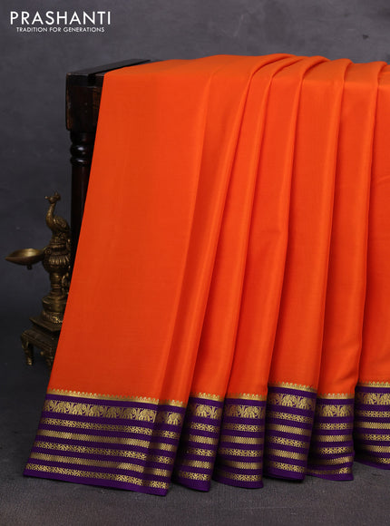 Orange & Purple Pure Mysore Silk Saree