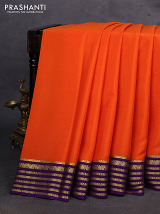 Orange & Purple Pure Mysore Silk Saree