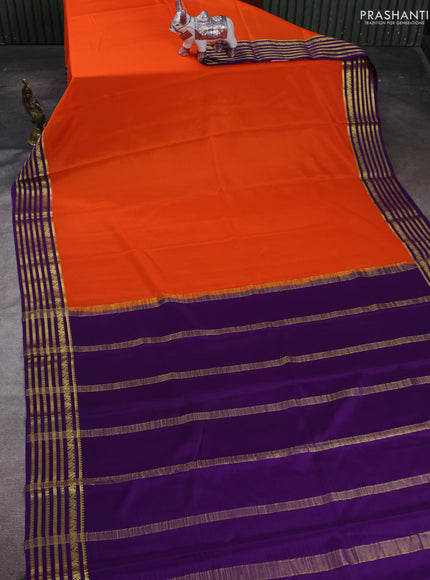 Orange & Purple Pure Mysore Silk Saree