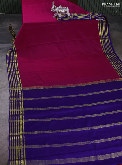 Pink & Violet Pure Mysore Silk Saree