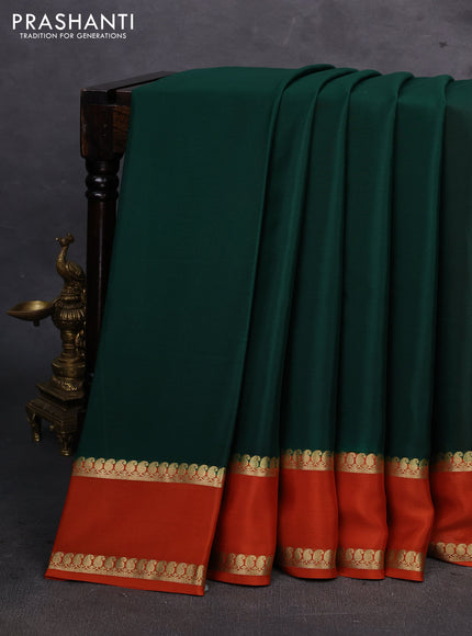 Green & Orange Pure Mysore Silk Saree