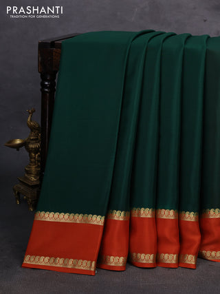 Green & Orange Pure Mysore Silk Saree