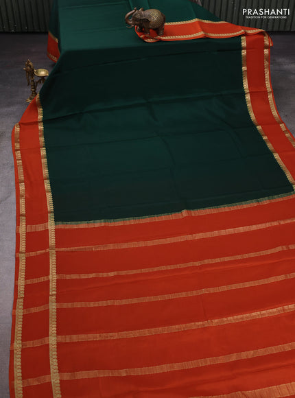 Green & Orange Pure Mysore Silk Saree