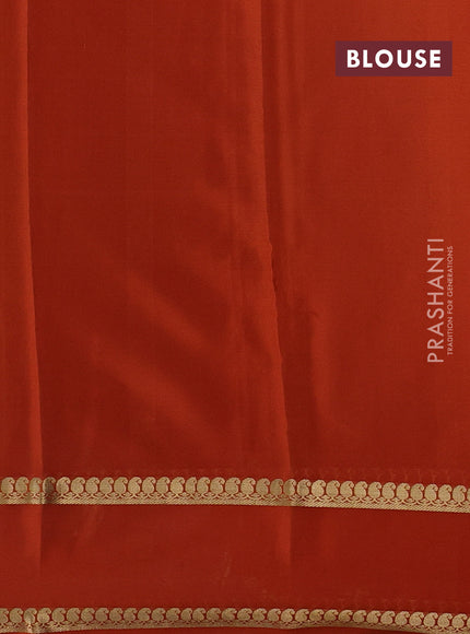 Green & Orange Pure Mysore Silk Saree