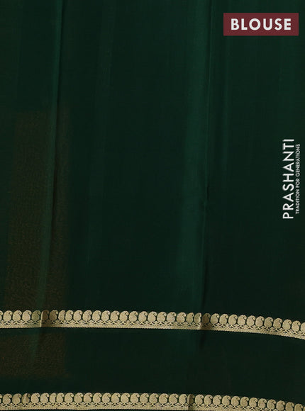Mustard Yellow & Green Pure Mysore Silk Saree