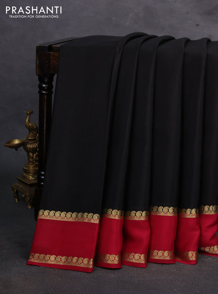 Black & Red Pure Mysore Silk Saree