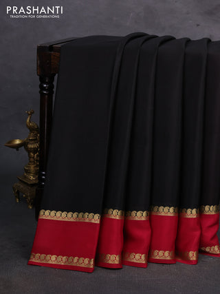 Black & Red Pure Mysore Silk Saree