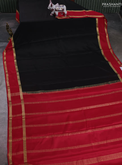 Black & Red Pure Mysore Silk Saree