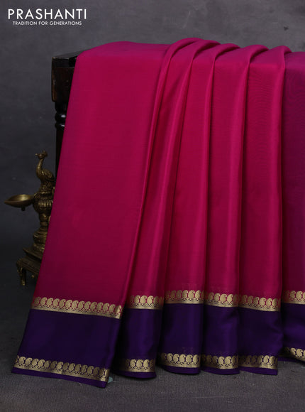 Pink & Violet Pure Mysore Silk Saree