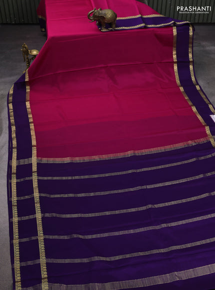Pink & Violet Pure Mysore Silk Saree