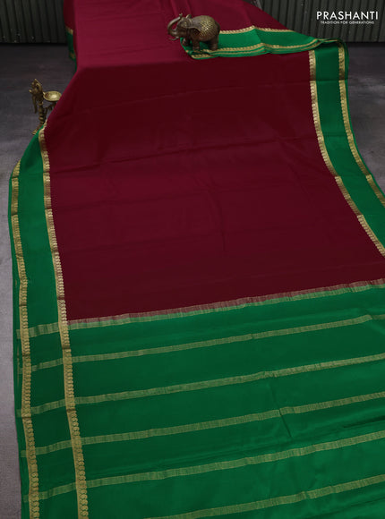 Red & Green Pure Mysore Silk Saree