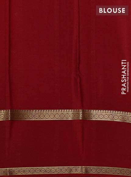 Green & Red Pure Mysore Silk - Checks