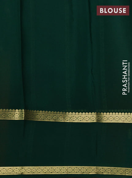 Orange & Green Pure Mysore Silk - Checks