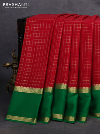 Red & Green Pure Mysore Silk Saree