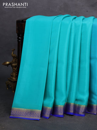 Teal Blue & Blue Pure Mysore Silk Saree