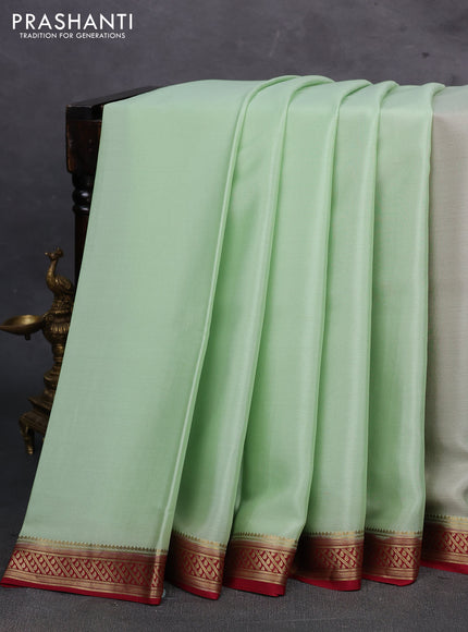 Pista Green & Red Pure Mysore Silk Saree