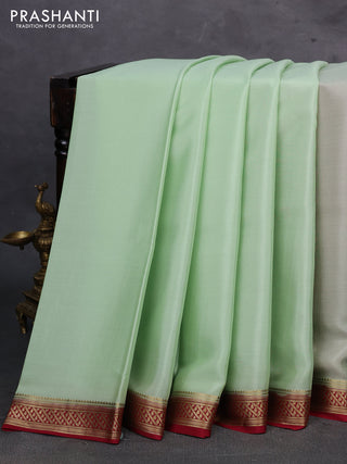 Pista Green & Red Pure Mysore Silk Saree