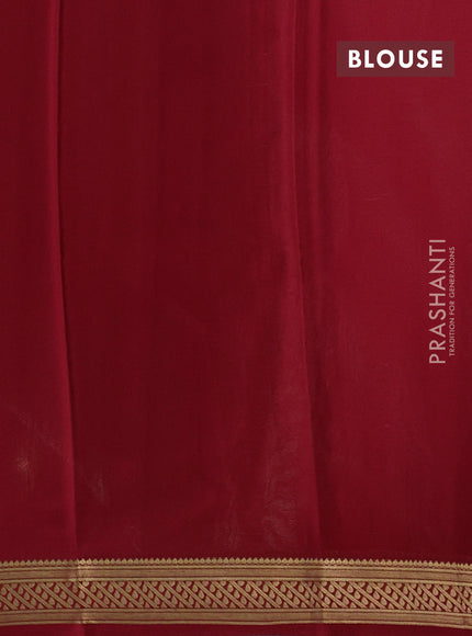 Pista Green & Red Pure Mysore Silk Saree