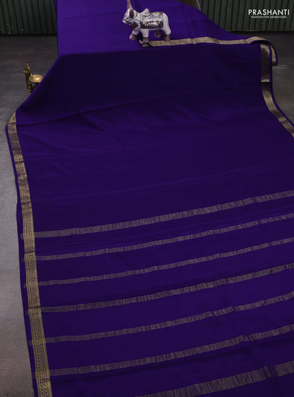 Navy Blue Pure Mysore Silk Saree