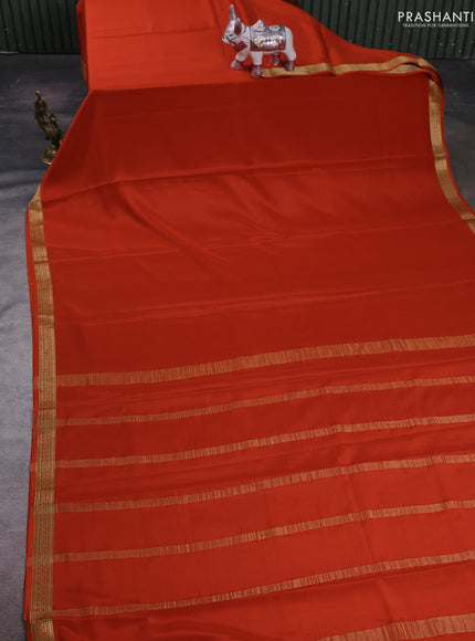 Orange Pure Mysore Silk Saree