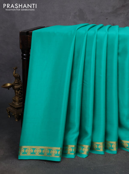 Teal Green Pure Mysore Silk Saree