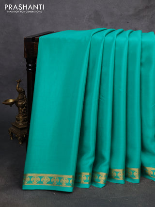 Teal Green Pure Mysore Silk Saree