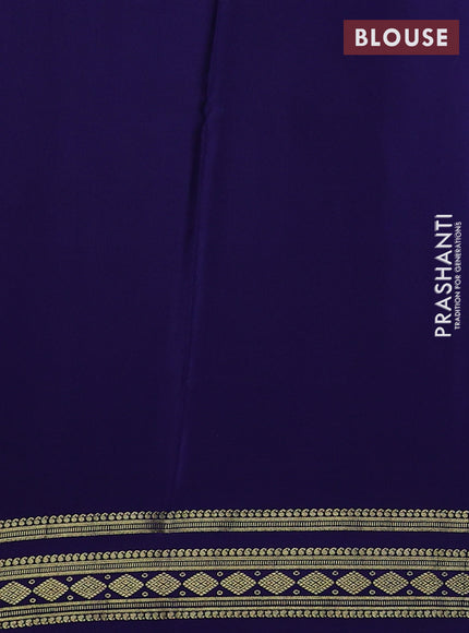 Peacock Green & Navy Blue Pure Mysore Silk Saree