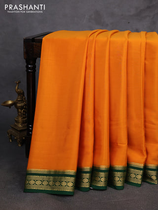 Mango Yellow & Green Pure Mysore Silk Saree