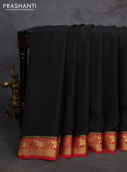 Black & Red Pure Mysore Silk Saree