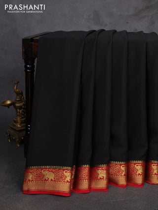 Black & Red Pure Mysore Silk Saree