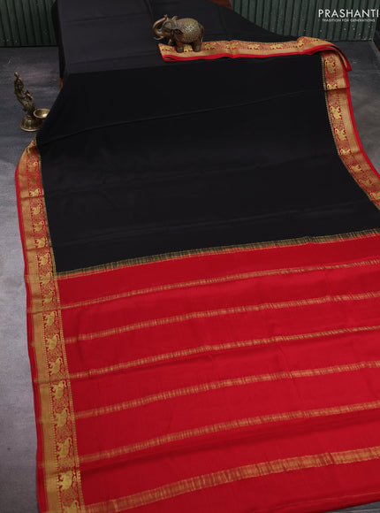 Black & Red Pure Mysore Silk Saree