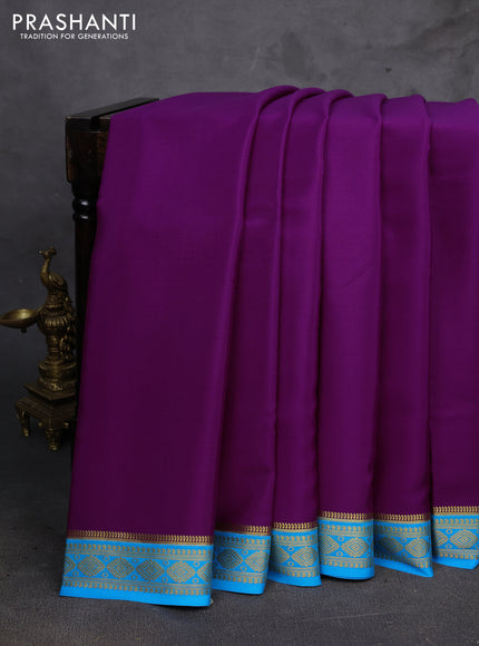 Purple & Cs Blue Pure Mysore Silk Saree