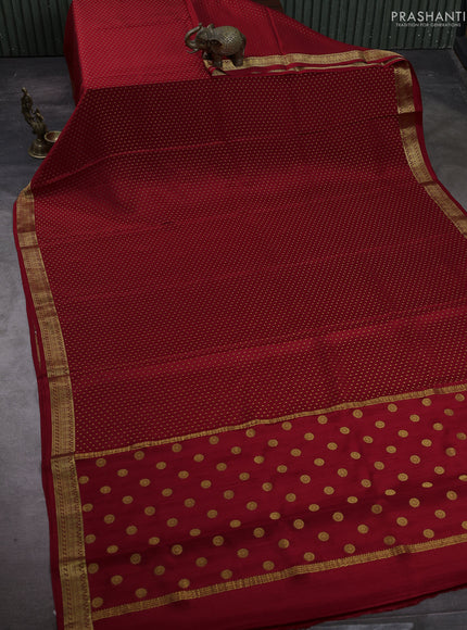 Red Pure Mysore Silk - Buttas