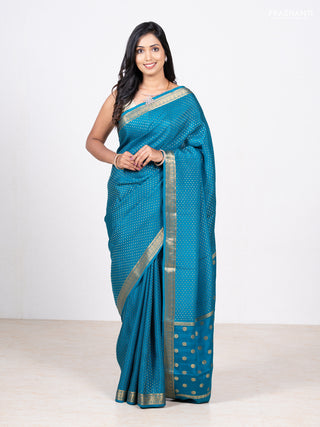 Blue Pure Mysore Silk - Buttas