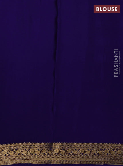 Navy Blue Pure Mysore Silk - Checks