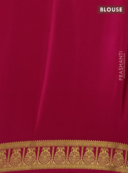 Bottle Green & Pink Pure Mysore Silk Saree