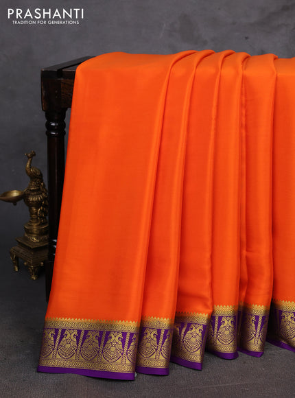 Orange & Purple Pure Mysore Silk Saree